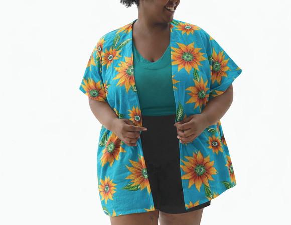 Kimono de Chita com Pompom