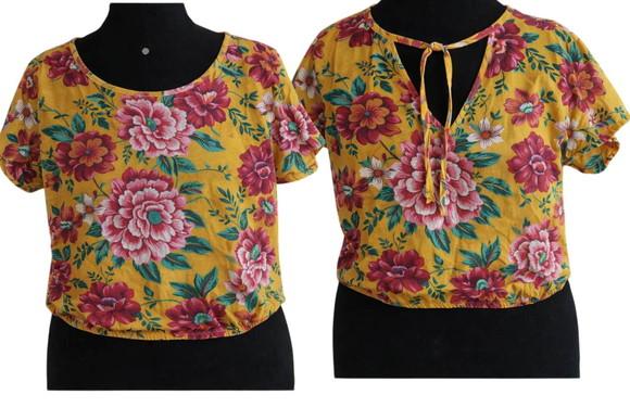 Blusa Cropped Decote Costa de Chita para Carnaval até Tam.60