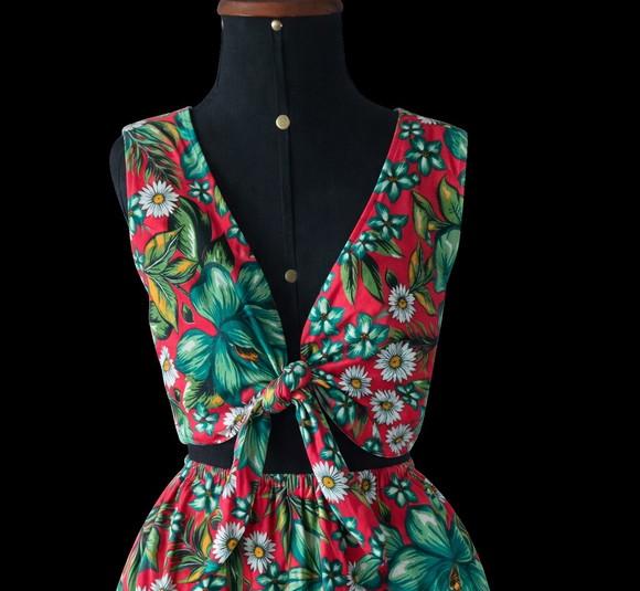 Top cropped de Chita laço na frente (até o T.60)