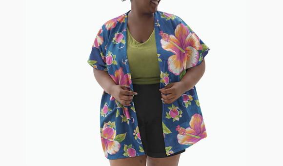 Kimono Floral de Chita 100% Algodão - Plus Size do P ao G3