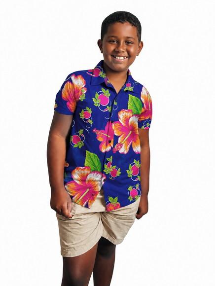 Camisa Chita Infantil Azul Floral Carimbo (festa Junina)