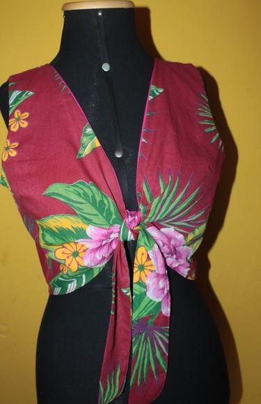 Top cropped de Chita laço na frente (até o T.60)