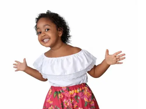 Top Ciganinha Infantil Branco com Renda 100% Algodão