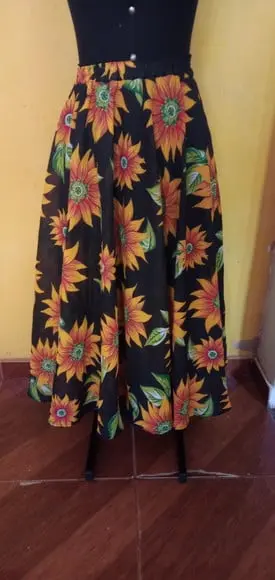 Saia meio gode longa chita 27 (do 36 ao 60)