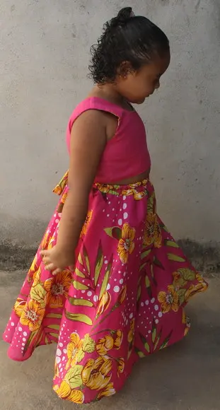 Saia Chita Meio Godê Longo Infantil (com Elastico)