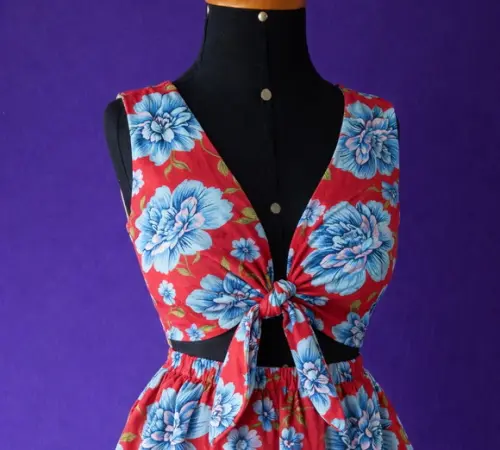 Top cropped de Chita dupla face