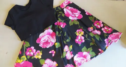 Saia Meio Gode Longa Infantil + Top Cropped Infantil