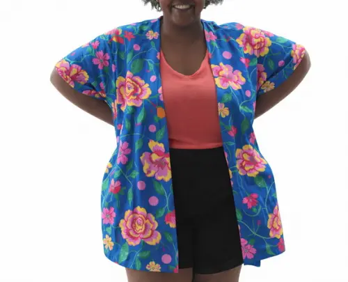 Kimono Floral de Chita 100% Algodão - Plus Size do P ao G3