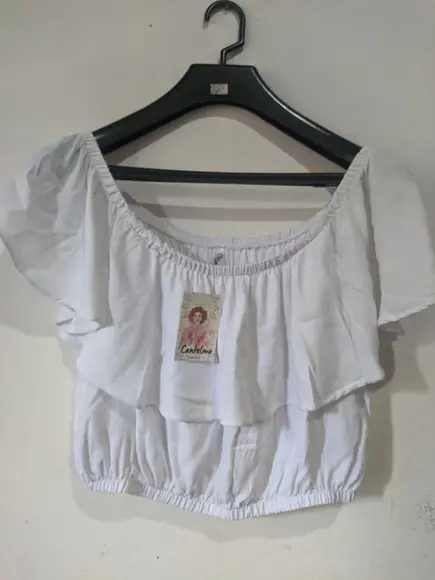 Top ciganinha de viscose branco