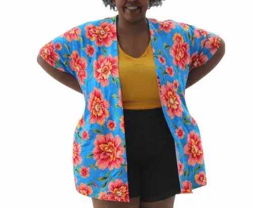 Kimono Floral de Chita 100% Algodão - Plus Size do P ao G3