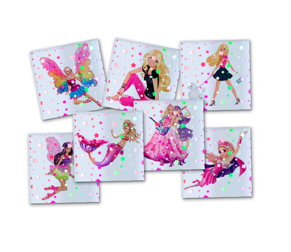 Adesivo Metalizado 5x5 cm Barbie