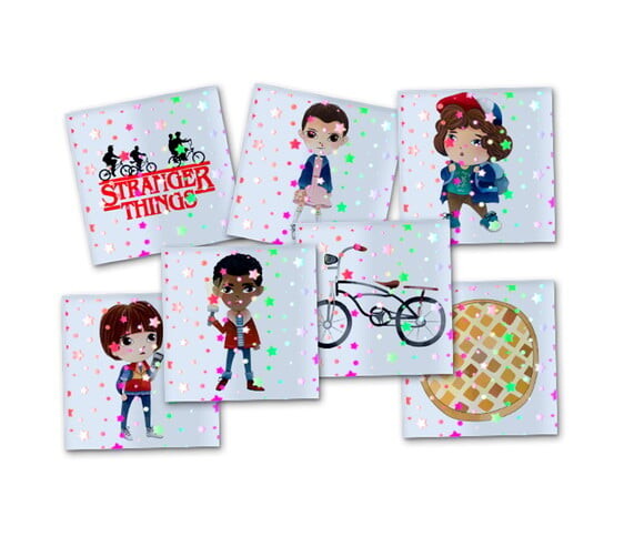 Adesivo Metalizado 5x5 cm Stranger Things