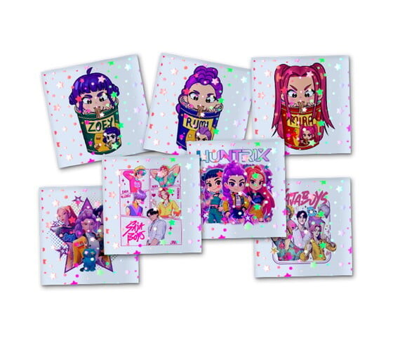 Adesivo Metalizado 5x5 cm Guerreiras do K-pop