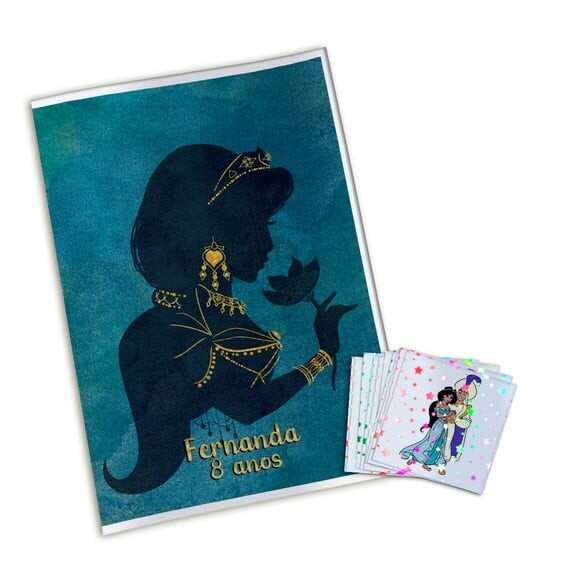 Álbum de Figurinhas Metalizadas Jasmine e Aladdin