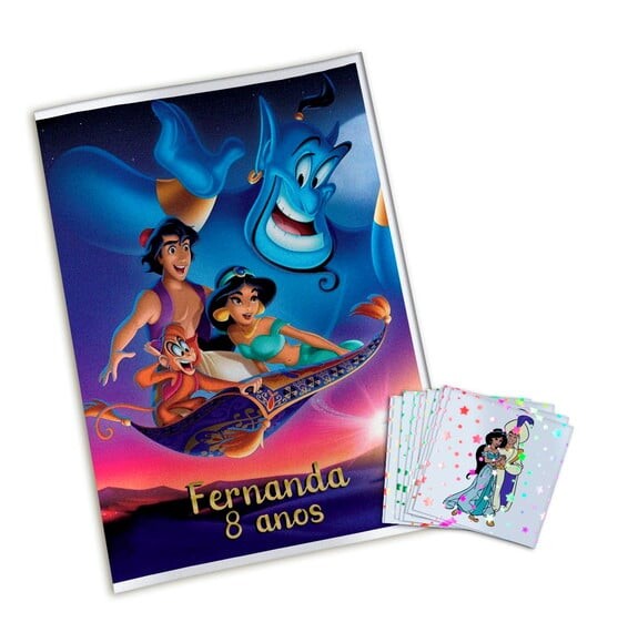 Álbum de Figurinhas Metalizadas Jasmine e Aladdin