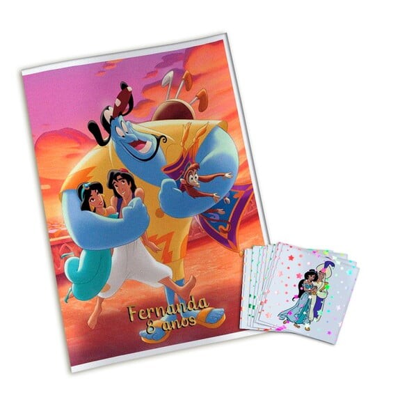 Álbum de Figurinhas Metalizadas Jasmine e Aladdin