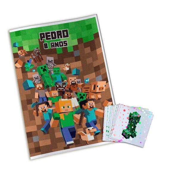 Álbum de Figurinhas Metalizadas Minecraft