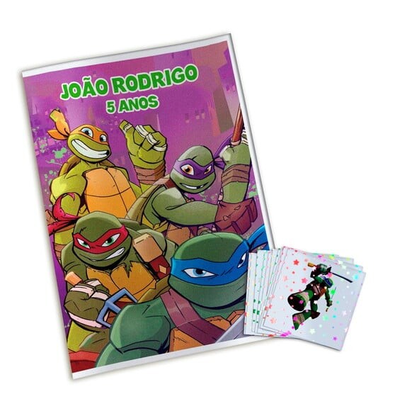 Álbum de Figurinhas Metalizadas Tartarugas Ninja