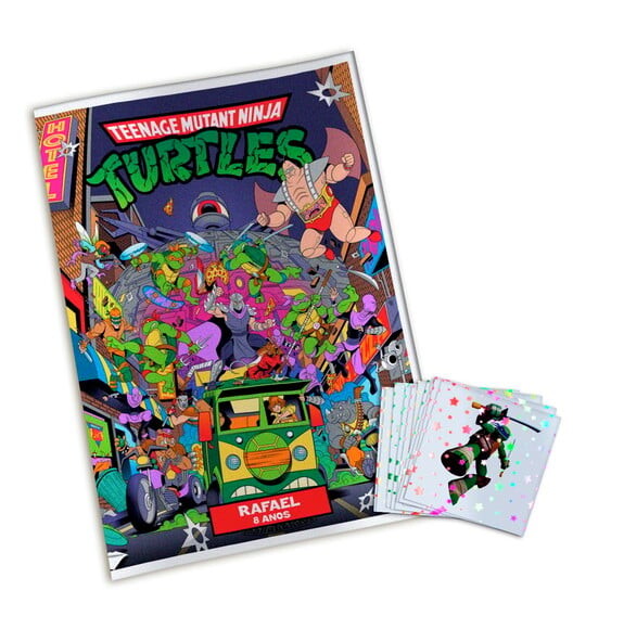 Álbum de Figurinhas Metalizadas Tartarugas Ninja