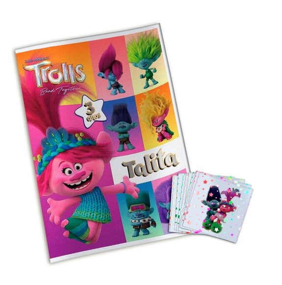 Álbum de Figurinhas Metalizadas Trolls 3