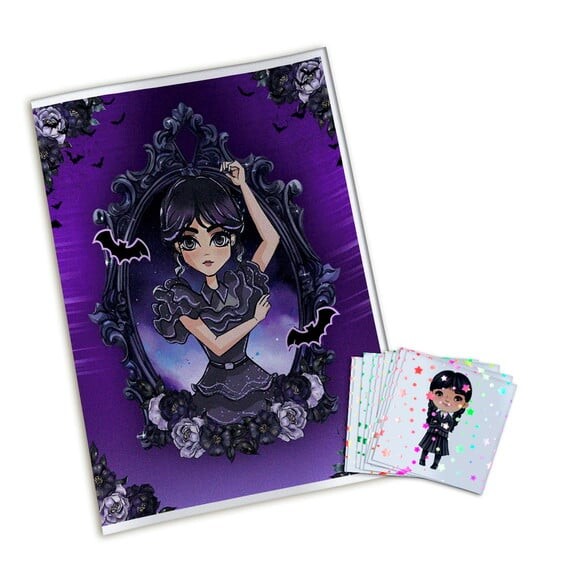 Álbum de Figurinhas Metalizadas Wandinha Addams