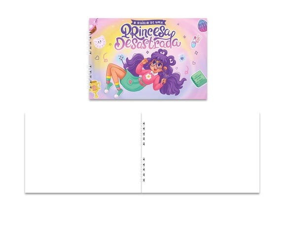 Caderno de Desenho 15x21cm Capa Mole Princesa Desastrada