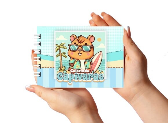 Caderno para Colorir 11x16cm Capa Dura Capivara Menino