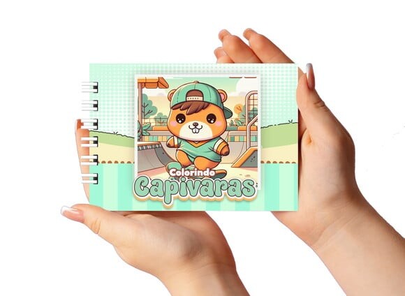 Caderno para Colorir 11x16cm Capa Dura Capivara Menino