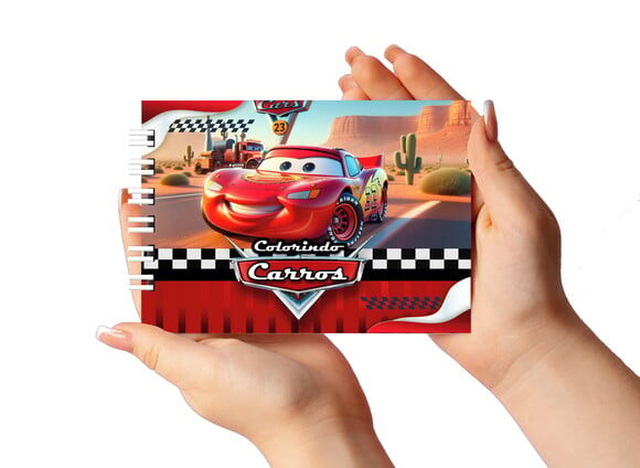 Caderno para Colorir 11x16cm Capa Dura Carros