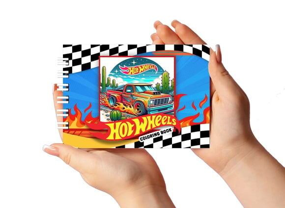 Caderno para Colorir 11x16cm Capa Dura Hot Wheels
