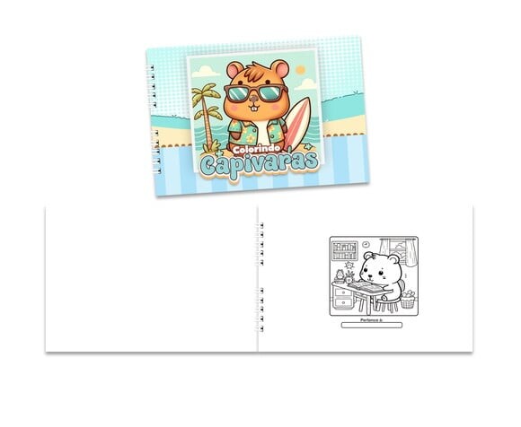 Caderno para Colorir 15x21cm Capa Mole Capivara Menino