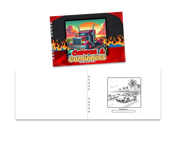 Caderno para Colorir 15x21cm Capa Mole Carros e Caminhões
