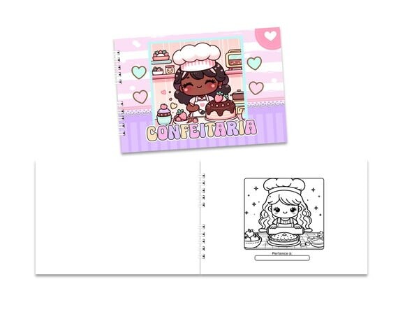 Caderno para Colorir 15x21cm Capa Mole Confeitaria