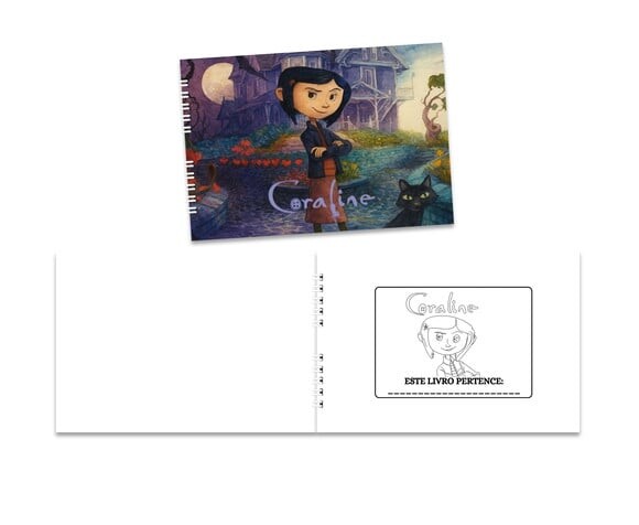 Caderno para Colorir 15x21cm Capa Mole Coraline