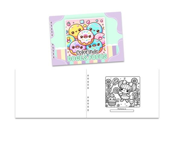 Caderno para Colorir 15x21cm Capa Mole Doces Fofos