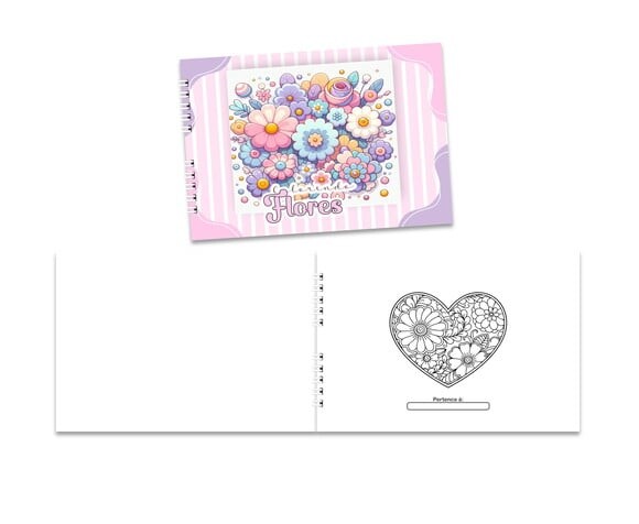 Caderno para Colorir 15x21cm Capa Mole Flores