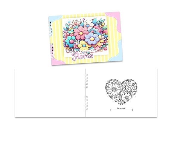 Caderno para Colorir 15x21cm Capa Mole Flores