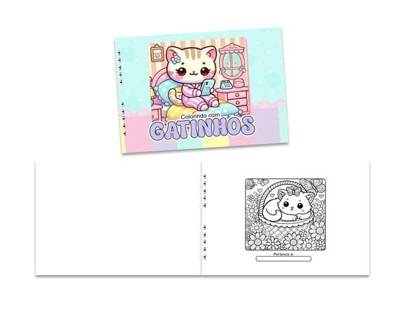 Caderno para Colorir 15x21cm Capa Mole Gatinhos