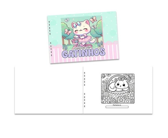 Caderno para Colorir 15x21cm Capa Mole Gatinhos