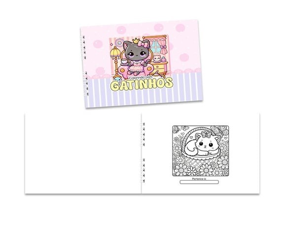 Caderno para Colorir 15x21cm Capa Mole Gatinhos
