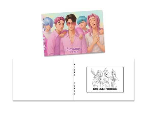 Caderno para Colorir 15x21cm Capa Mole Guerreiras do K-pop