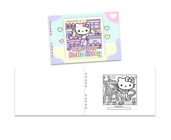 Caderno para Colorir 15x21cm Capa Mole Hello Kitty