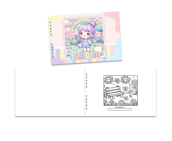 Caderno para Colorir 15x21cm Capa Mole Jardim