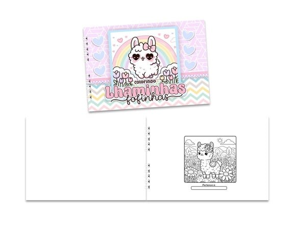 Caderno para Colorir 15x21cm Capa Mole Lhama