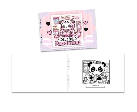Caderno para Colorir 15x21cm Capa Mole Pandinhas