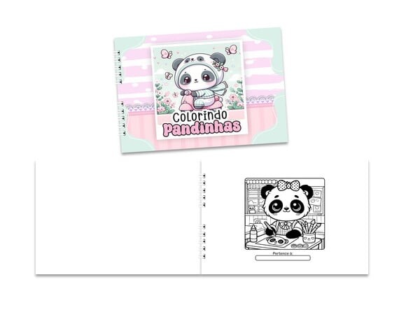 Caderno para Colorir 15x21cm Capa Mole Pandinhas