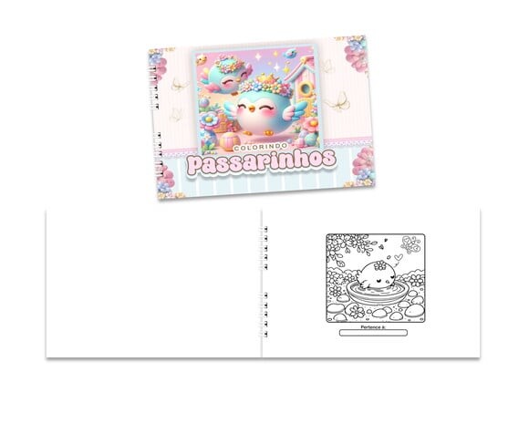 Caderno para Colorir 15x21cm Capa Mole Passarinhos