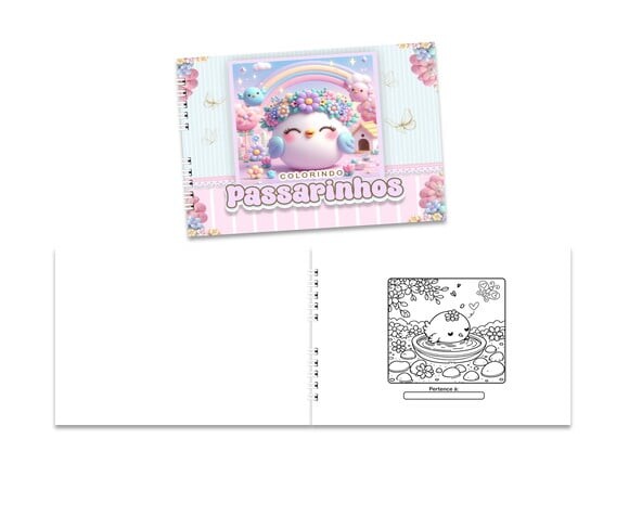 Caderno para Colorir 15x21cm Capa Mole Passarinhos