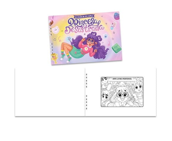 Caderno para Colorir 15x21cm Capa Mole Princesa Desastrada