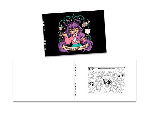 Caderno para Colorir 15x21cm Capa Mole Princesa Desastrada
